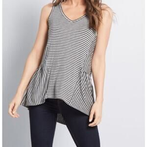 Modcloth In Every Direction Knit Tank Top Navy White Striped Women's Size XXS